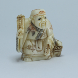 Эксклюзивная нэцкэ Дзюродзин с волшебным музыкальным инструментом и корзиной