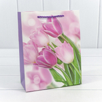 Пакет подарочный 18х23х10см "Тюльпаны" (Микс)