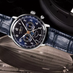 ZEPPELIN Hindenburg Collection Quartz Movement 30m Water Resistance Men"s Watches Watch 40mm Blue Dial