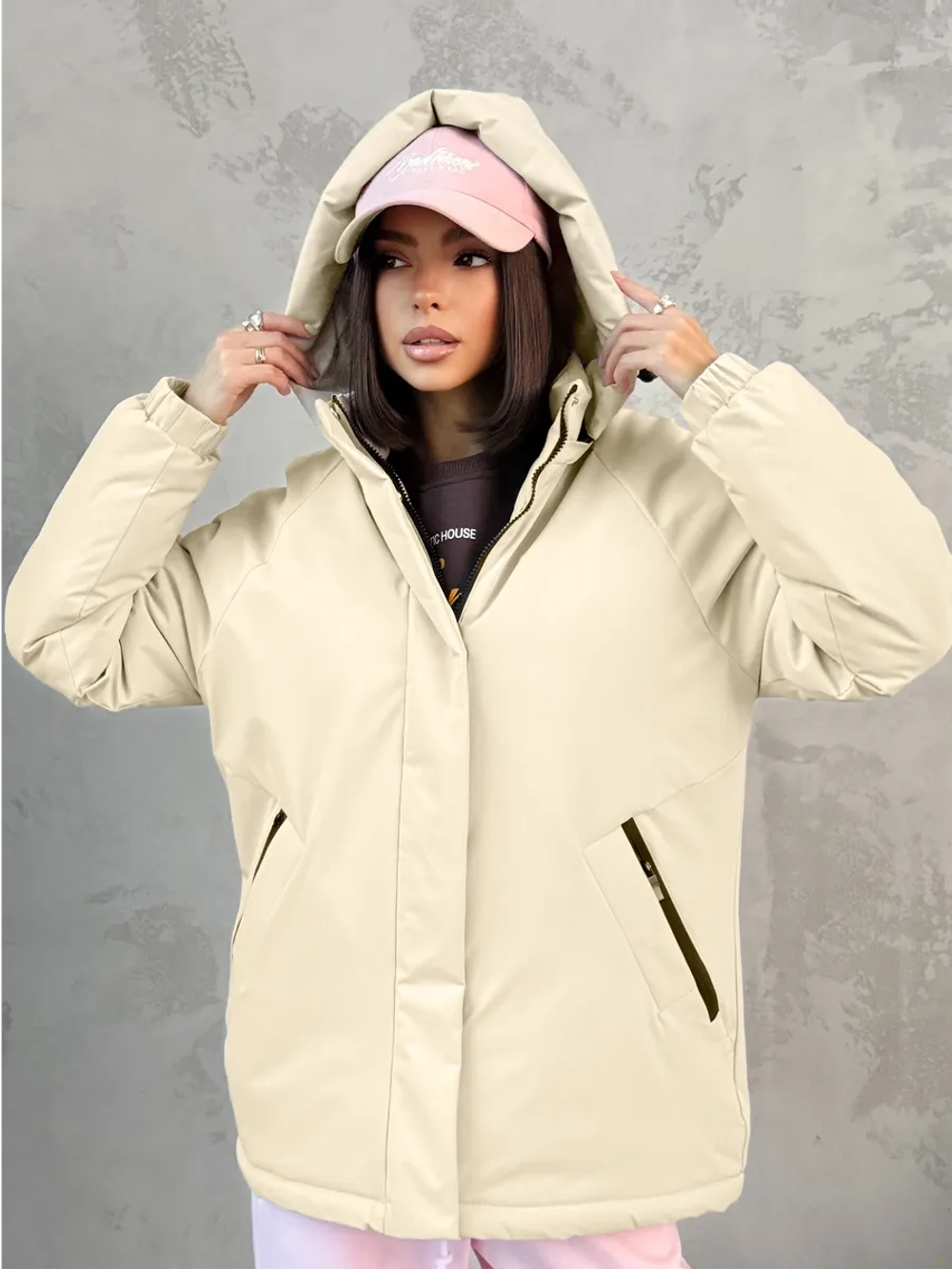 Куртка весенняя удлиненная с капюшоном