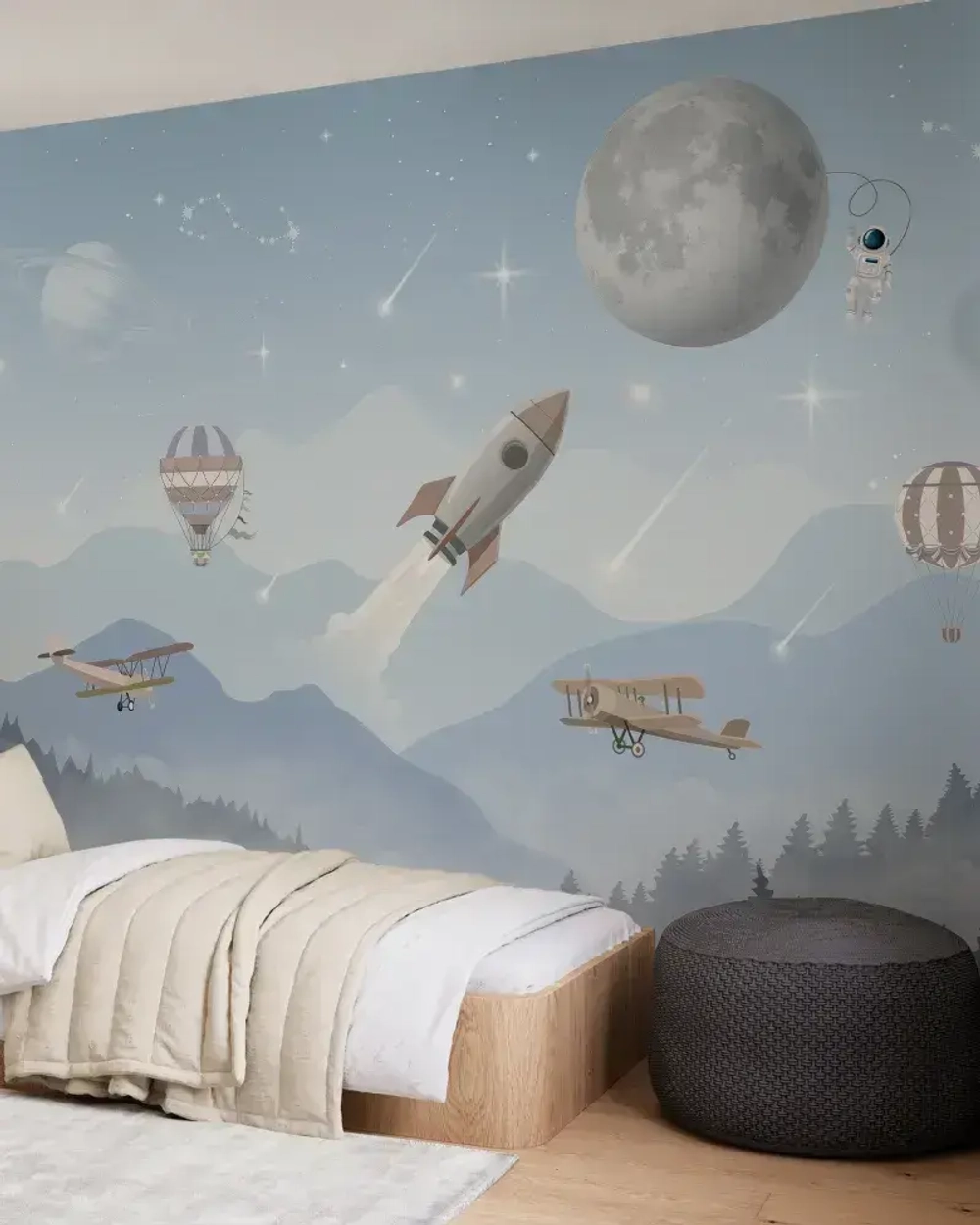 Фотообои детские флизелиновые на стену 3D "Время полета" 400х270 (ШхВ), 3д обои в детскую