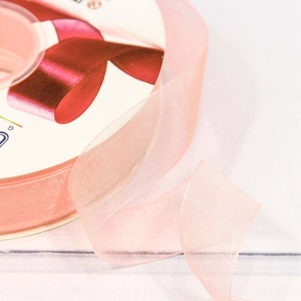 Лента Органза 2,5см х 110м (Персиковый)