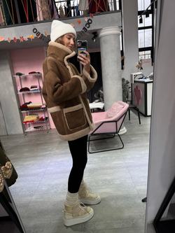 Двойная дубленка Magic шоколадно-бежевая