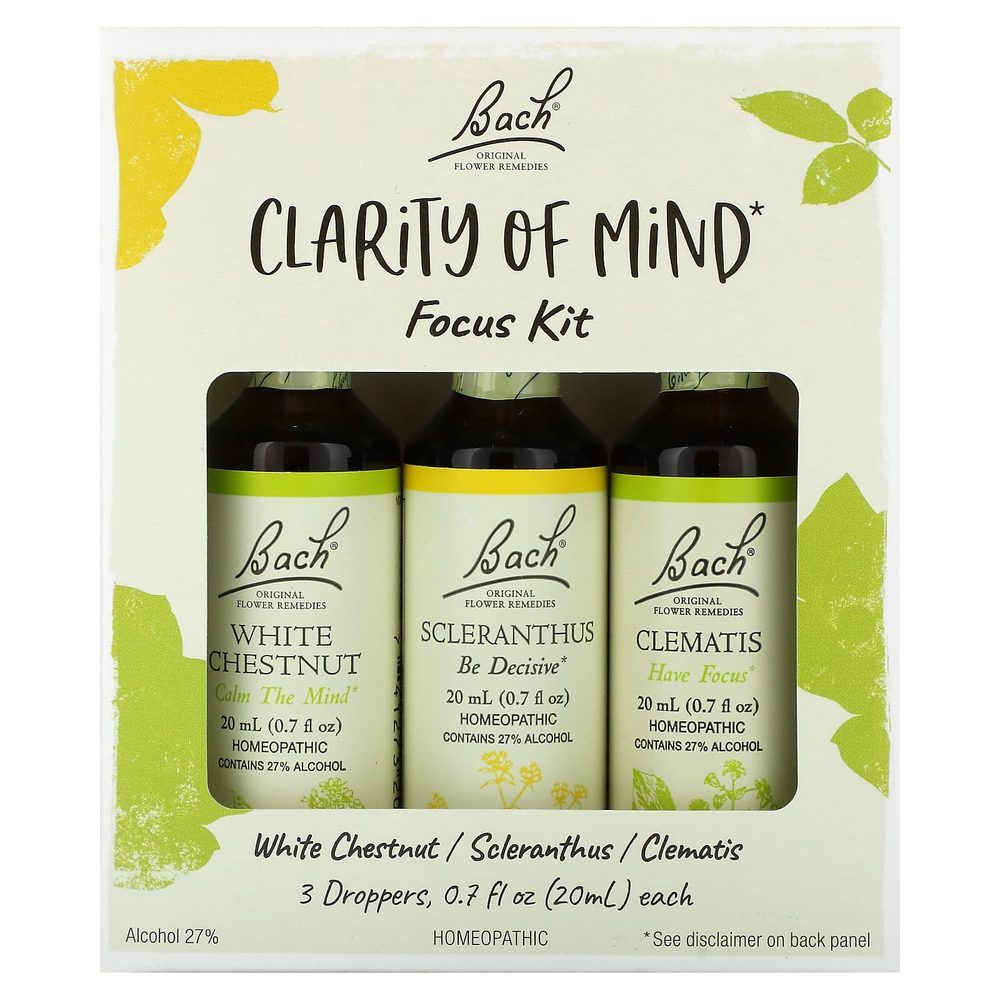 Bach, Clarity of Mind Focus Kit, 3 пипетки по 20 мл (0,7 жидк. унц.)