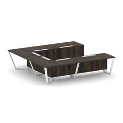 Steel Meet Стол переговорный П-образный KD-PR.B.SP-11P Дуб Мали/Металл Белый 3200*3200*750