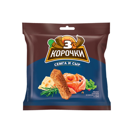 Сухарики ржаные 3Корочки Сыр и Семга 40гр