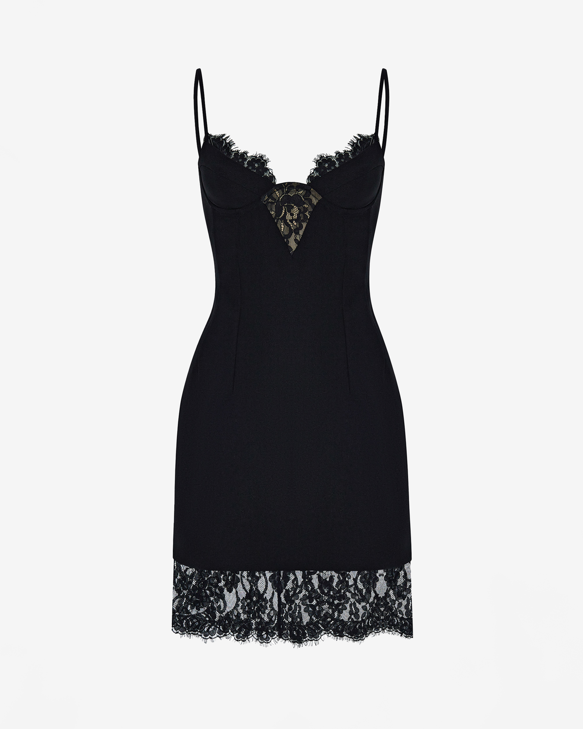 Платье мини из сатина и кружева