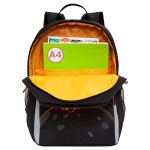 Рюкзак Grizzly, 29*38*17см, 2 отделения, 2 кармана, уплотненная спинка, черный-оранжевый