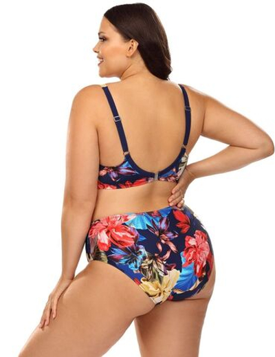 Раздельный купальник plus size с крупным цветочным узором (Размер: 90C/44) (Цвет: разноцветный)