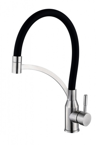 56043-GP Смес. из НЕРЖ. для кух. (САТИН с гиб. СЕР. изл.) HANSEN  (20/1шт)