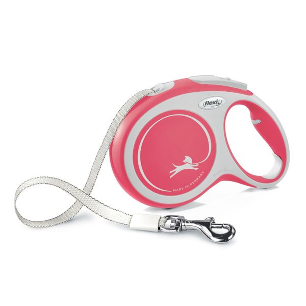 Рулетка flexi NEW LINE Comfort L (до 50 кг) лента 8 м серый/красный