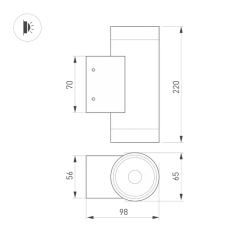 Светильник LGD-RAY-WALL-TWIN-R65-2x12W Warm3000 (GR, 6 deg, 230V) (Arlight, IP65 Металл, 3 года) 044231(1)