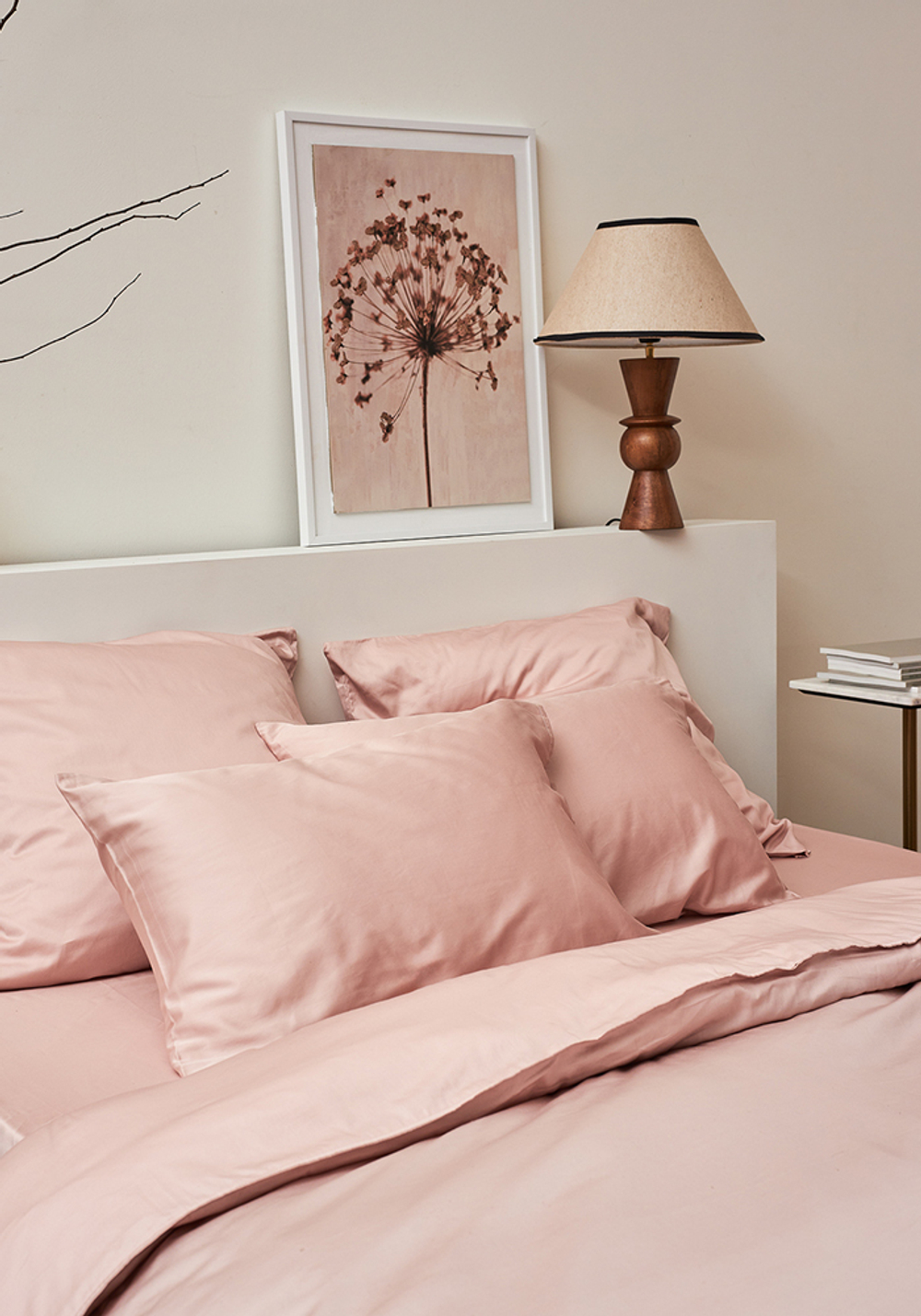 Простыня на резинке из премиального сатина цвета пыльной розы из коллекции essential, 160х200х30 см