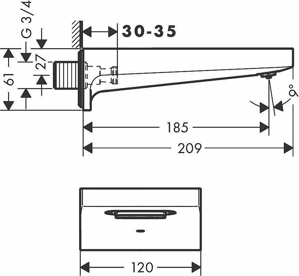 Излив для ванны Hansgrohe Metropol 32543670