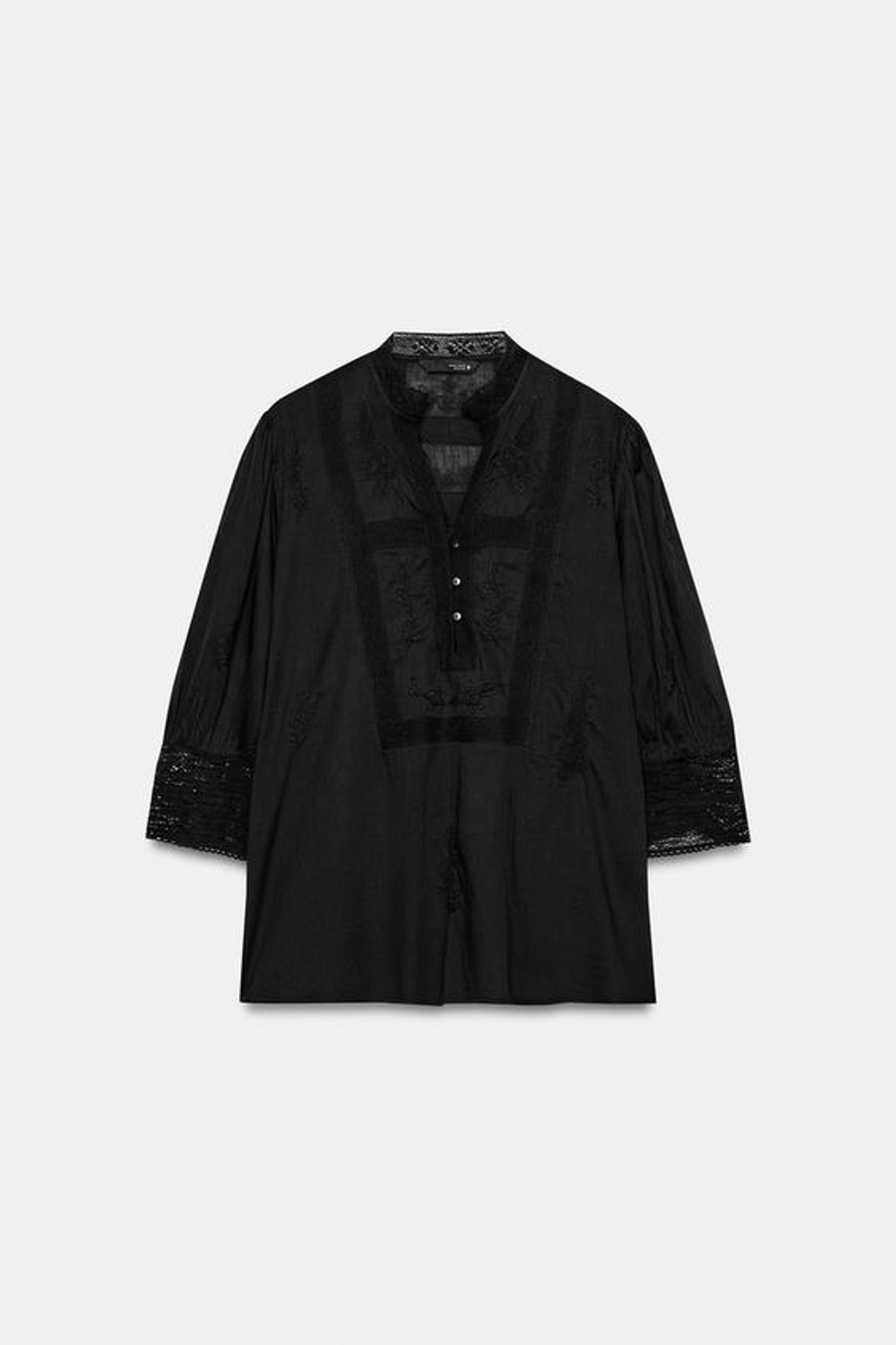 ZARA БЛУЗА С ВЫШИВКОЙ — ZW COLLECTION, ЧЕРНЫЙ
