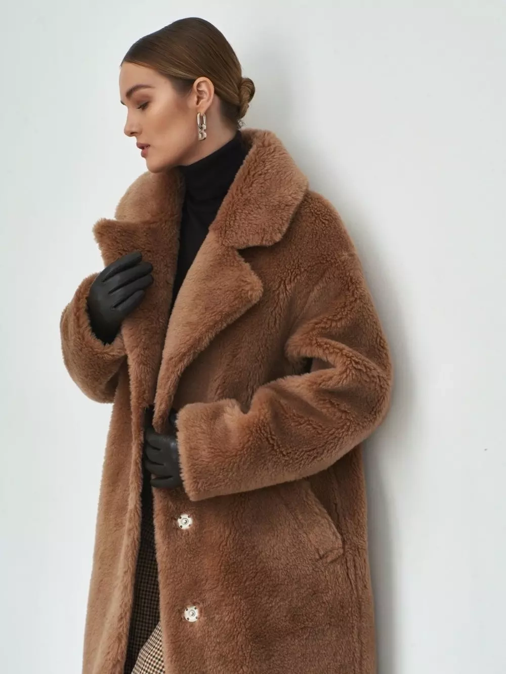 Шуба чебурашка длинная из овечьей шерсти, SilverFox (арт.S1072rm09bz)