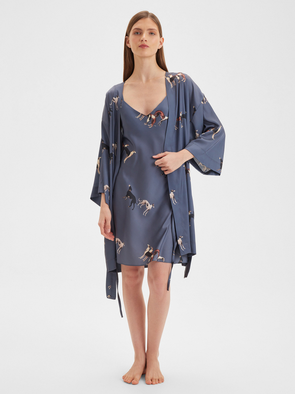 Шелковая комбинация с борзыми графит