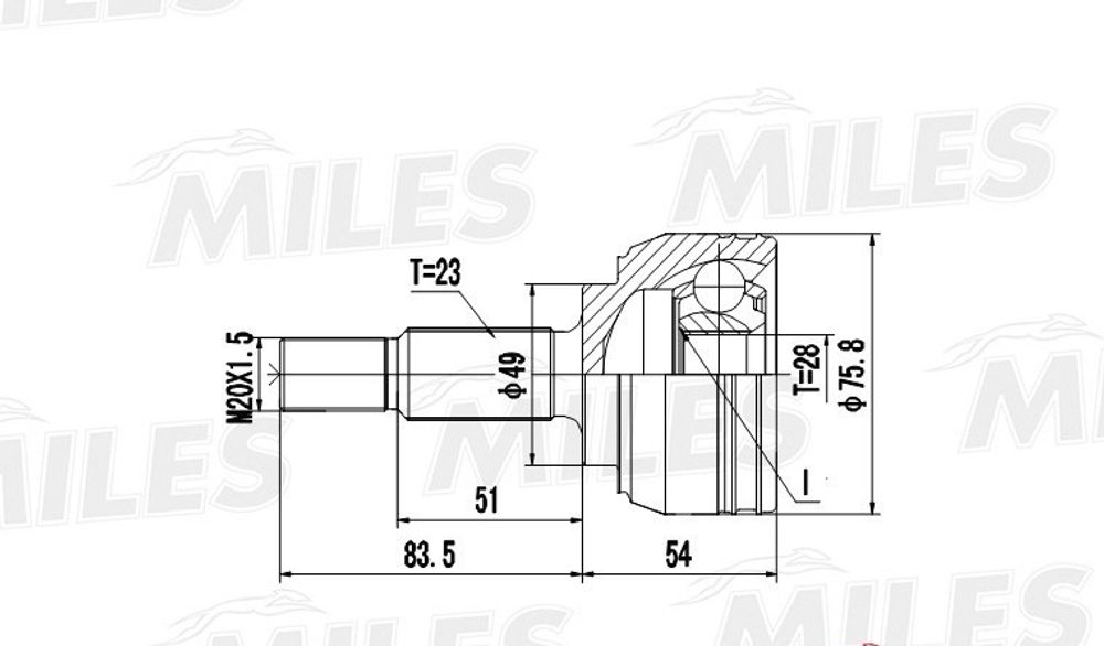 ШРУС Renault Clio наруж. 23/28 зуб. (Miles)