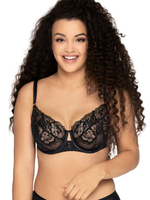 Стильный бюстгальтер на косточках plus size с кружевом (Размер: 80K) (Цвет: темно-синий)