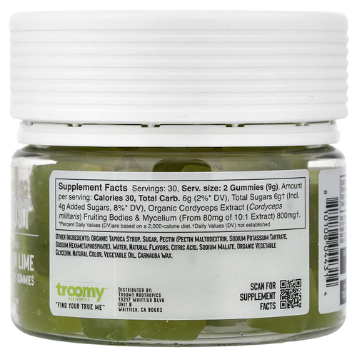 Troomy Nootropics, Boost, Functional Mushrooms Gummies, Lemon Lime, 60 Gummies, 9.52 oz (270 g)
