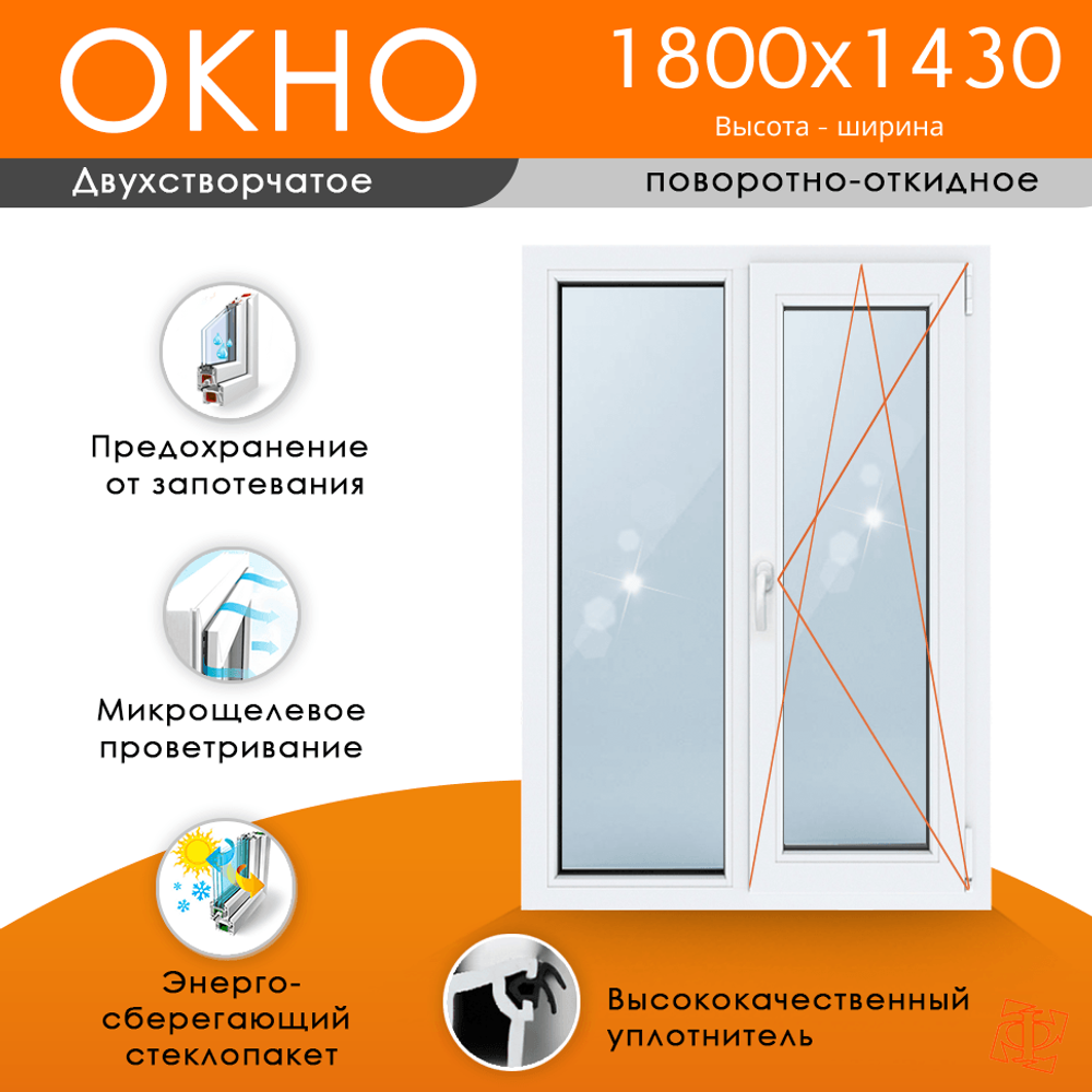 Пластиковое окно 1800 х 1430 ТермА Эко
