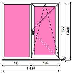Пластиковое окно 1450 х 1480 ТермА Эко