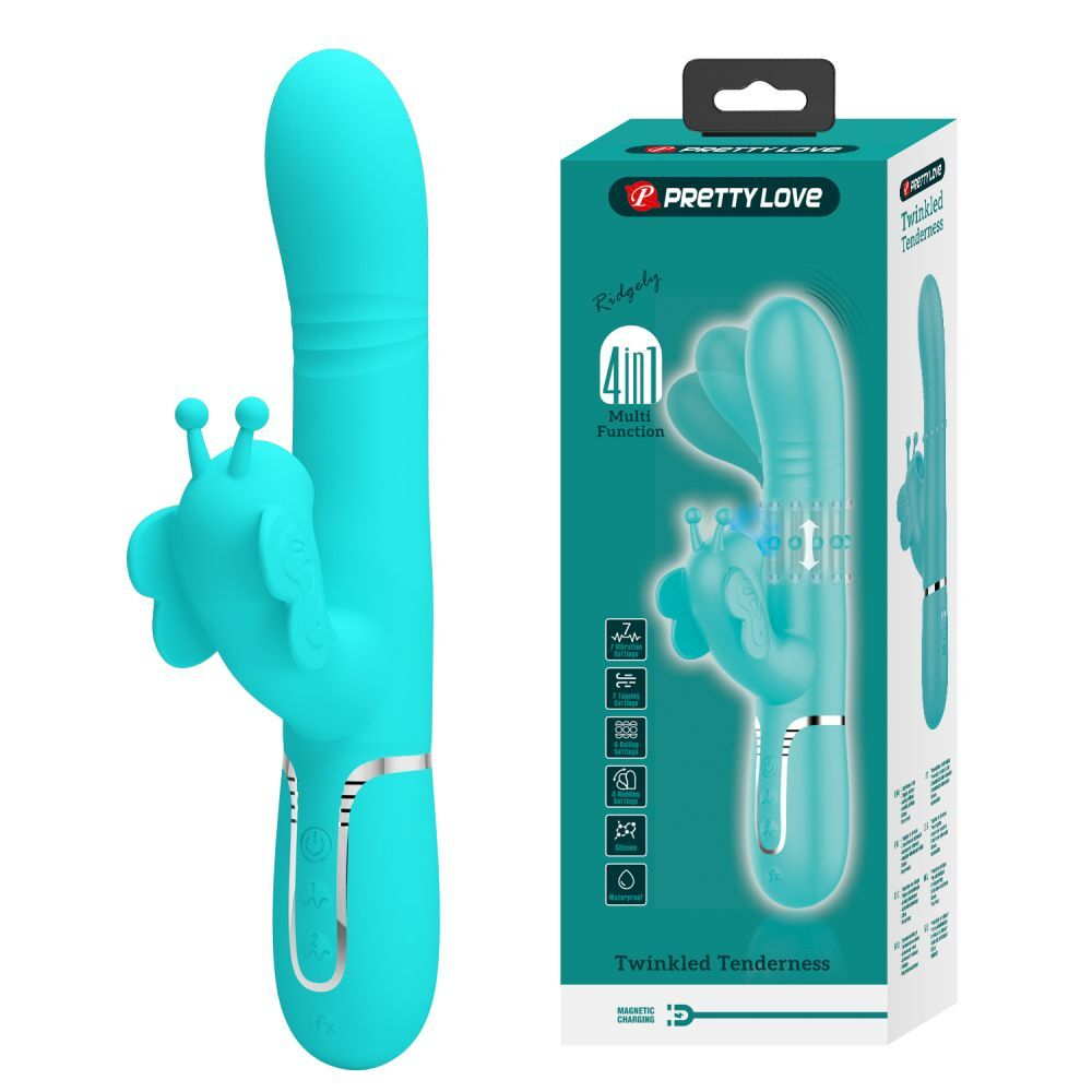 Аквамариновый вибратор-кролик Ridgely - 22,6 см. (Цвет: аквамариновый)