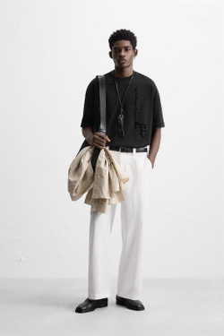 ZARA ФУТБОЛКА С НАДПИСЬЮ, ЧЕРНЫЙ