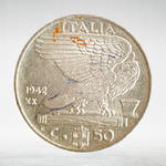 Italy 50 Centesimi 1942 R "Victor Emmanuel III - Eagle and Fasces", XF