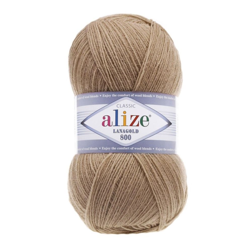 ALIZE &quot;LANAGOLD 800&quot;, 49% шерсть, 51% акрил, 100 гр, 800 м, 466 тёмно-бежевый
