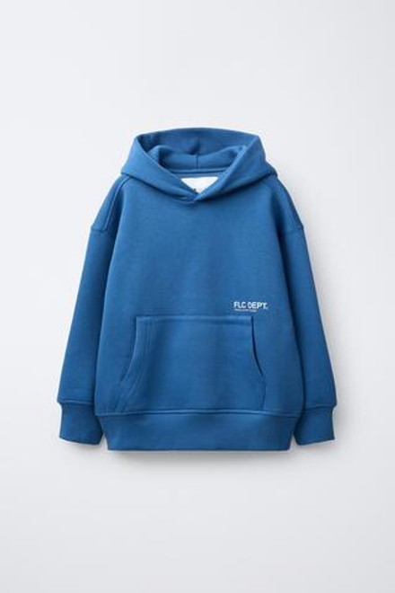 ZARA БАЗОВАЯ ТОЛСТОВКА С НАДПИСЬЮ, СИНИЙ