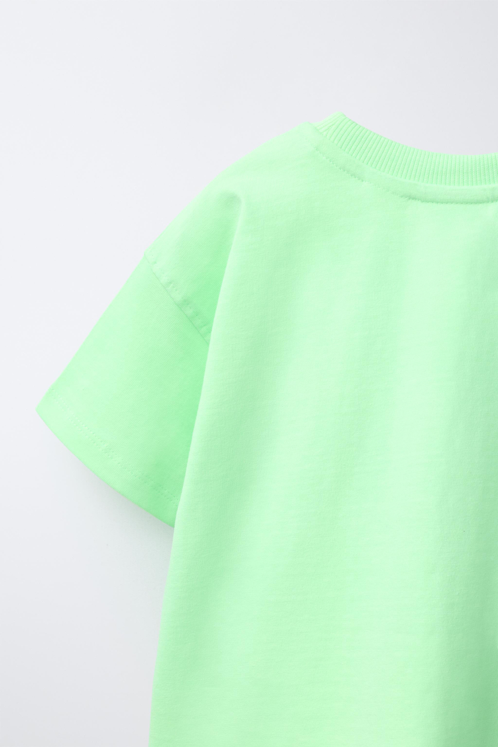 ZARA ФУТБОЛКА С ПРИНТОМ, НЕОНОВЫЙ ЗЕЛЕНЫЙ