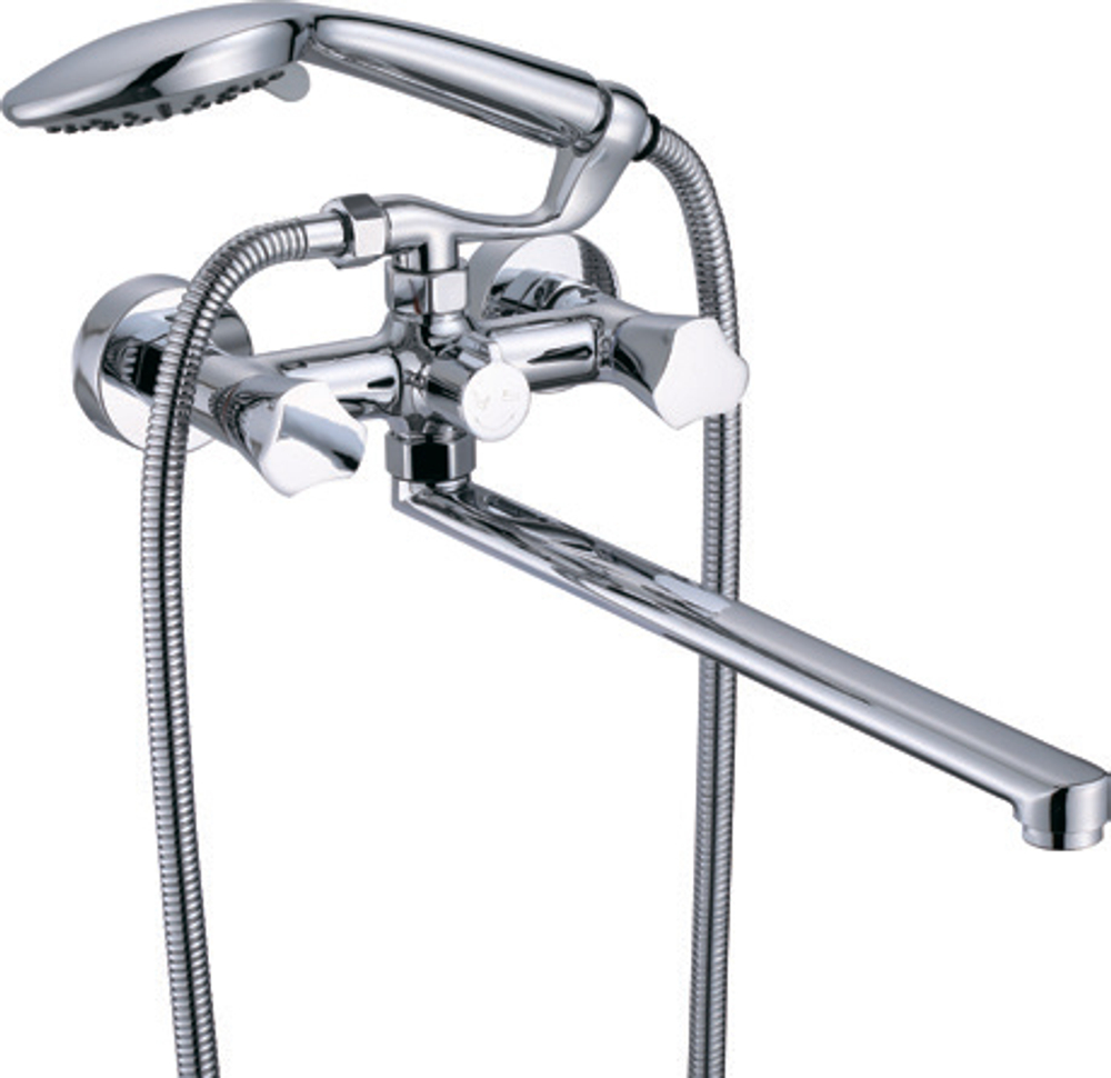 Смеситель для ванны V150141 двухрычажный, длинный плоский