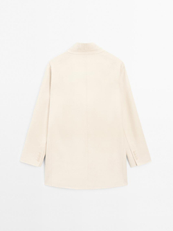 Massimo Dutti Пальто из смесовой шерсти с высоким воротником, натуральный, кремовый