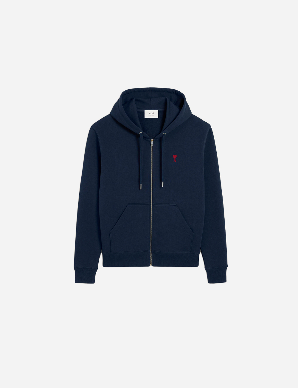 AMI PARIS Cotton Zipped Hoodie Navy
