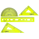 Набор чертежный Yalong, 20 см, пластиковый, 4 предмета, гибкий, цвета ассорти, пакет-пенал ПВХ с европодвесом