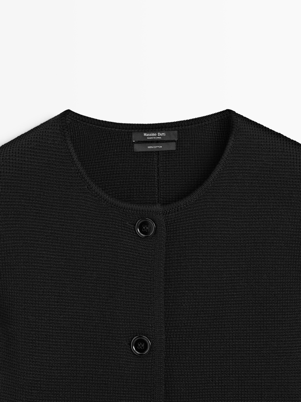 Massimo Dutti Вязаный кардиган из хлопка, черный