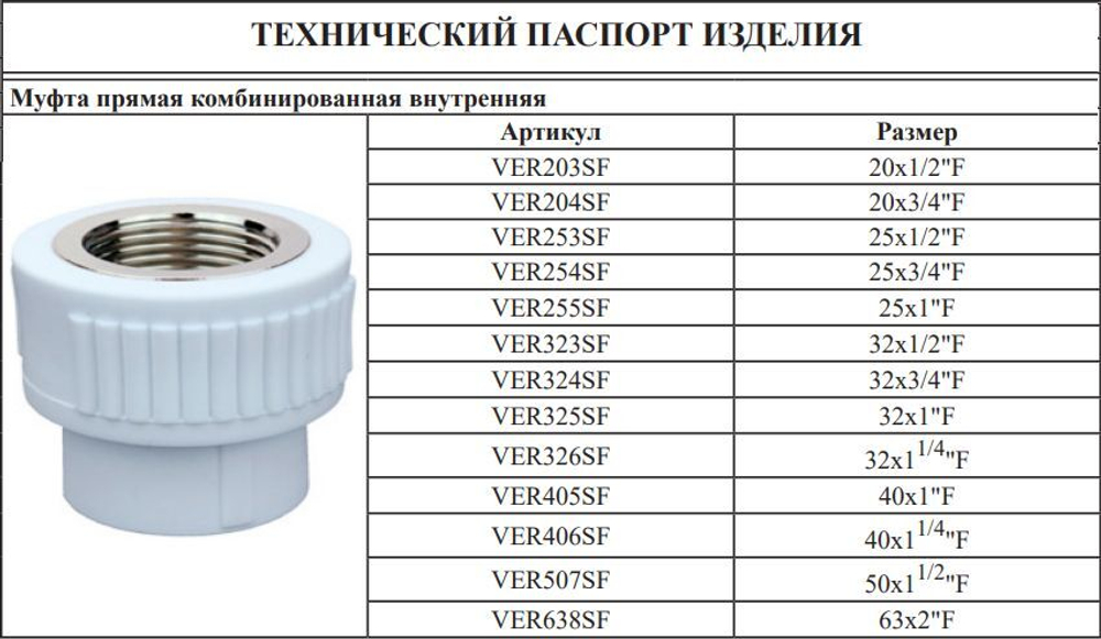 Муфта полипропиленовая 32 мм × 1″ внутренняя резьба