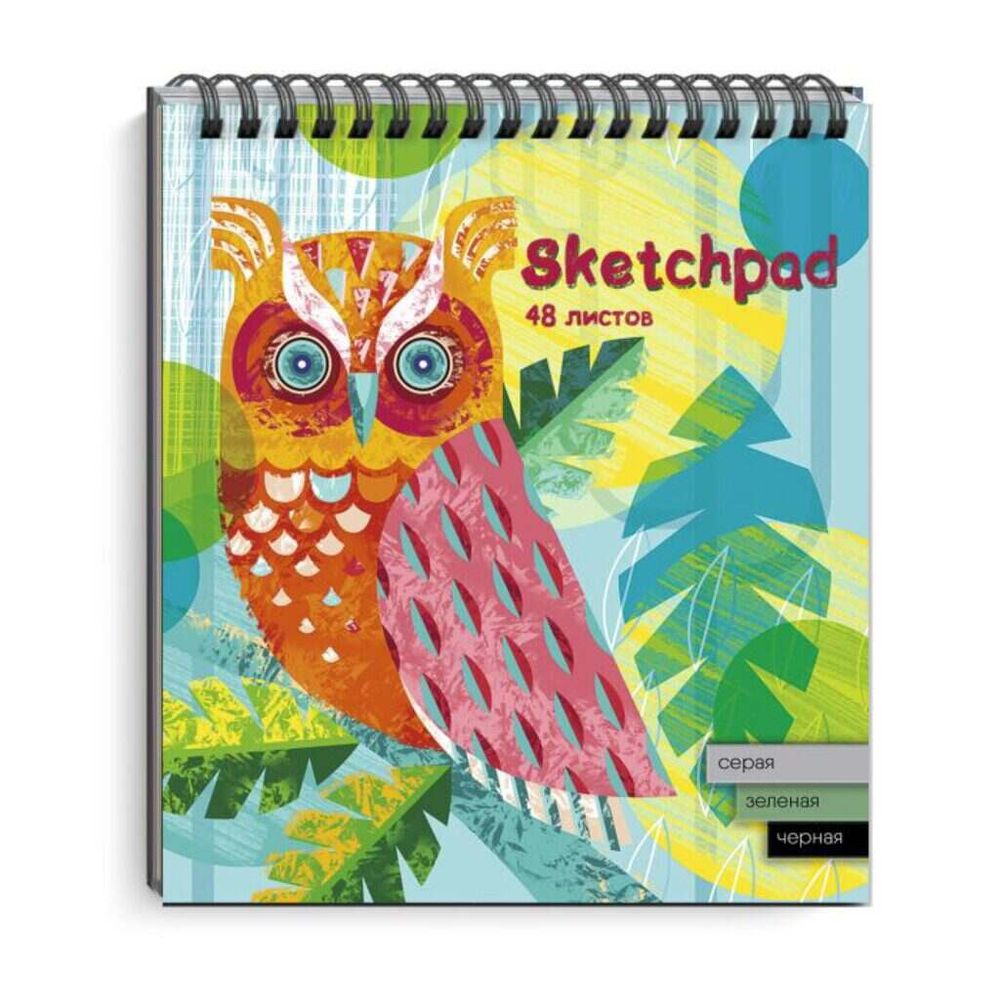 Скетчпад А5, 48л, гребень, 3 вида бумаги, Феникс+ Филин