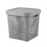 Корзина для хранения с крышкой Plast Team Stockholm, 20 л серый шторм