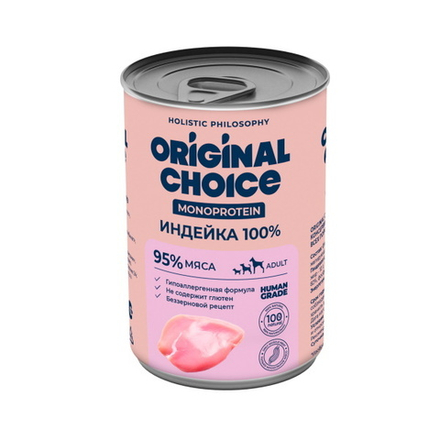 Консервы ORIGINAL CHOICE MONOPROTEIN ADULT для собак всех пород индейка 340 г