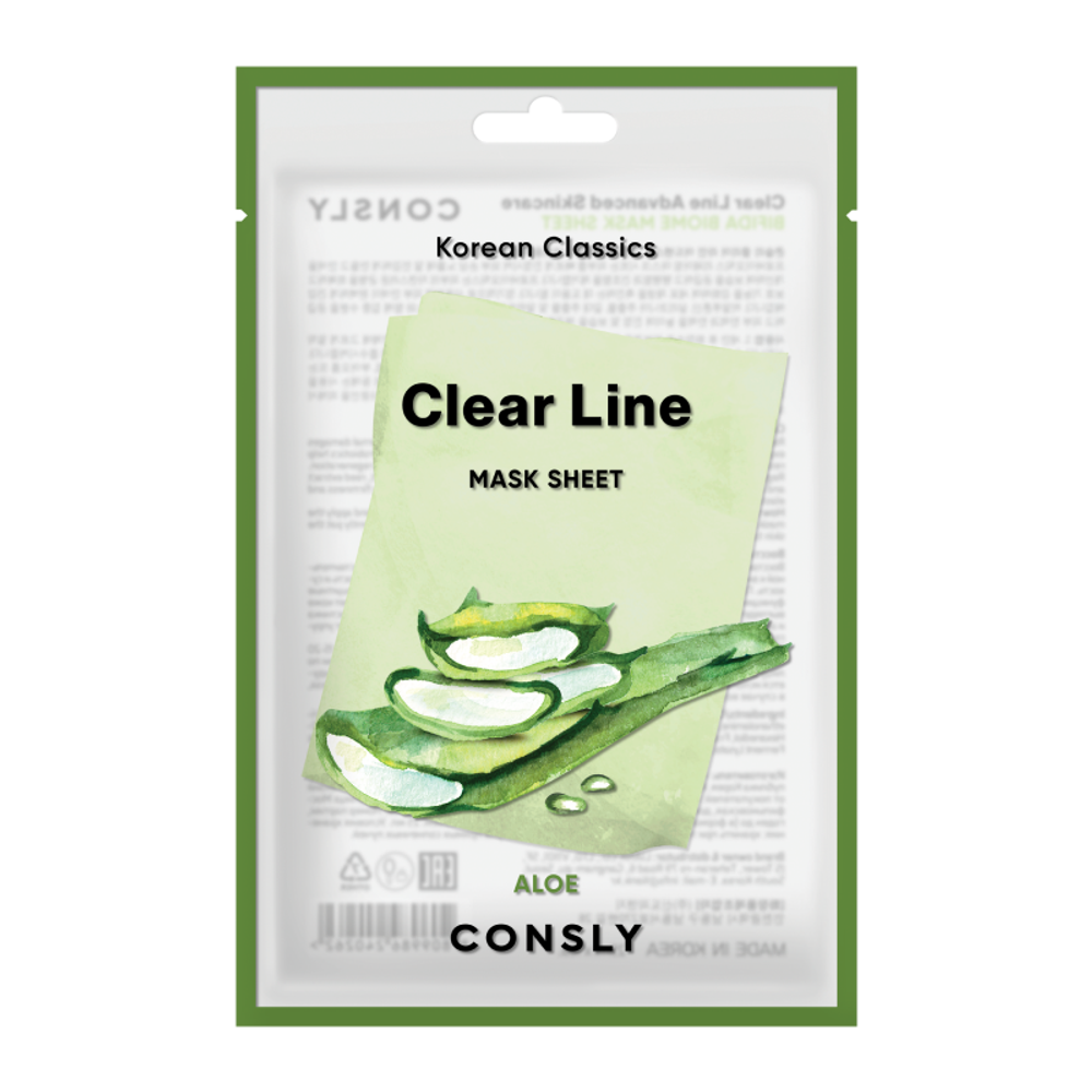 Тканевая маска с экстрактом алоэ CONSLY Clear Line Korean Classics Aloe Mask Sheet