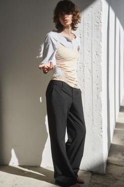 ZARA БРЮКИ ПРЯМОГО КРОЯ С НИЗКОЙ ПОСАДКОЙ, ЧЕРНЫЙ