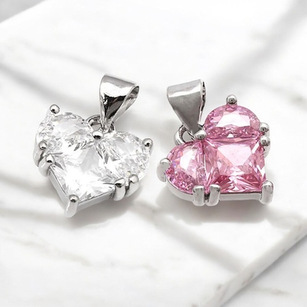 Подвеска "Сердце", фианит, 1 шт.