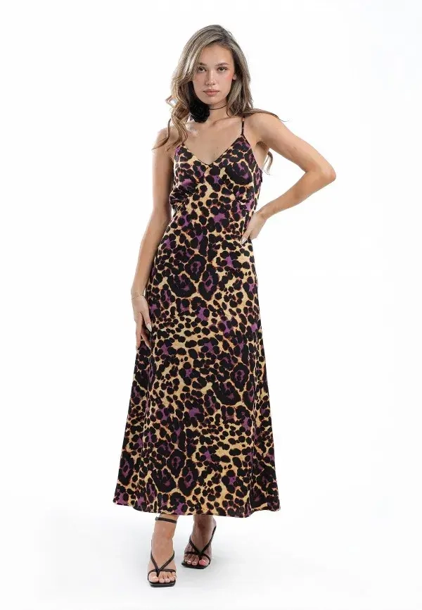 Платье на бретелях animal print