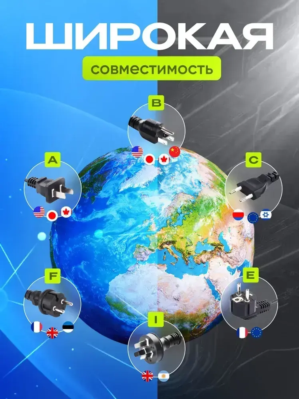 Переходник с китайской вилки, сетевой евро переходник, универсальный адаптер на евровилку с заземлением для подключения устройств со штекером UK/US/CN