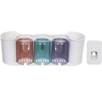 Подставка для умывальных принадлежностей «Универсальная» 3 стакана + дозатор для зубной пасты 6292-2