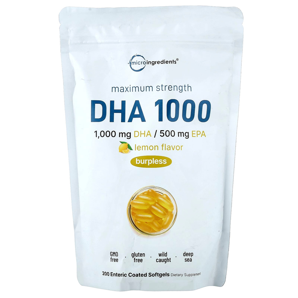 Micro Ingredients, ДГК 1000, со вкусом лимона, 200 капсул, покрытых кишечнорастворимой оболочкой