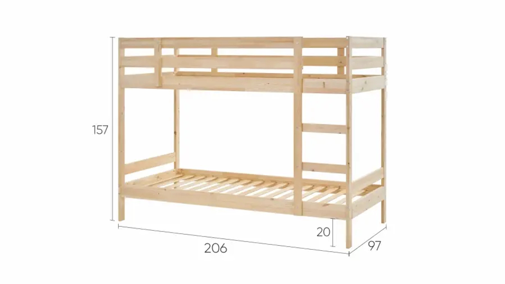 Кровать двухъярусная - аналог IKEA MYDAL/ МИДАЛ/ ОШ / ИКЕА, 90x200 см, под беленый дуб