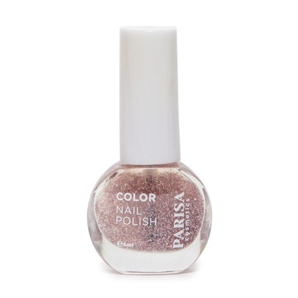 Parisa Лак для ногтей Color Nail Polish, с глиттером, тон №GL04, Серебристый снег, 6 мл